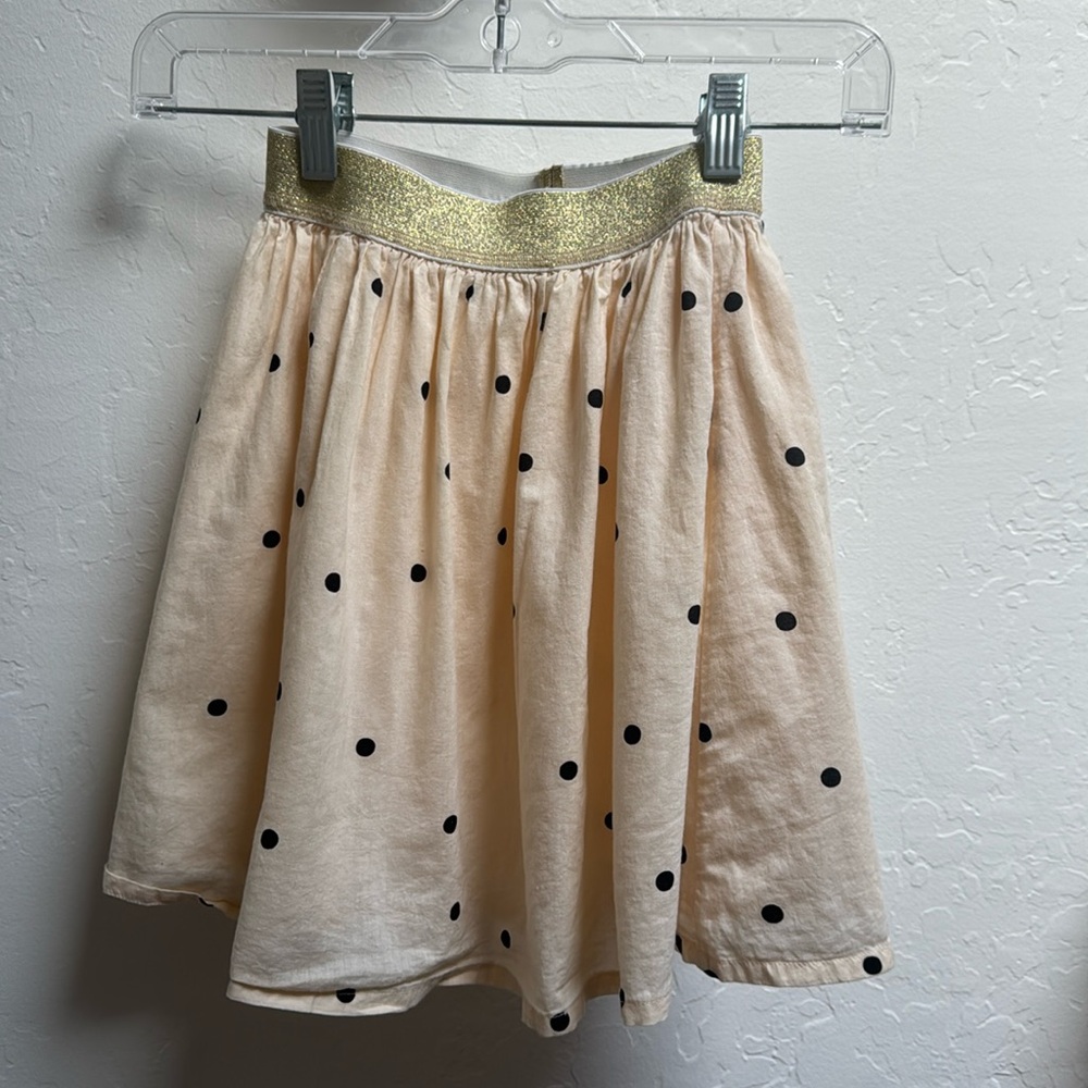 Emile et Ida cotton elastic waist skirt yellow black polka dot 6